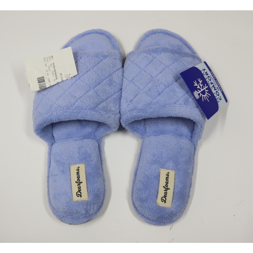 Dearfoams Women's Memory Foam House Slides / Slippers - Blue - Size L (9/10)